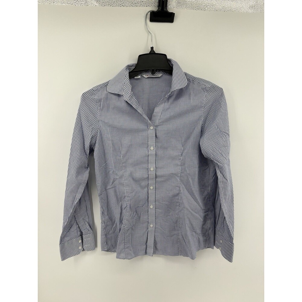 Cutter & Buck Blue & White Plaid Long Sleeve Button Up Shirt Women’s Large